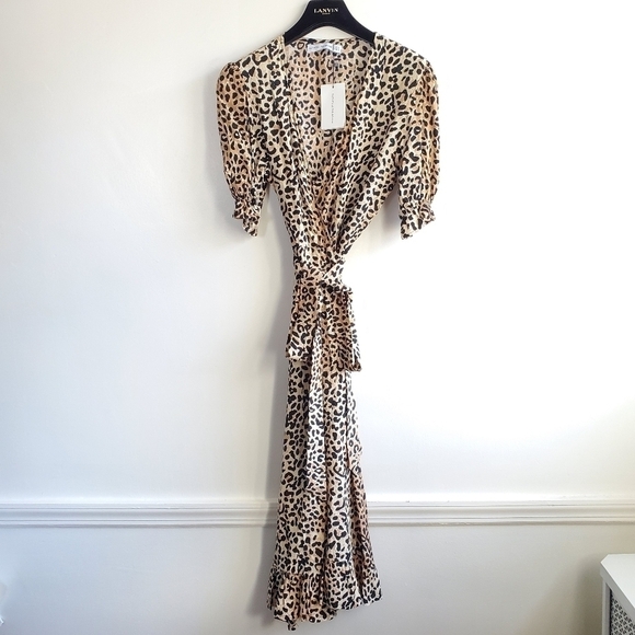 Faithfull The Brand Abbey Wrap Le Cinq Animal Print Midi Dress NWT Size 4/Small - Picture 5 of 12